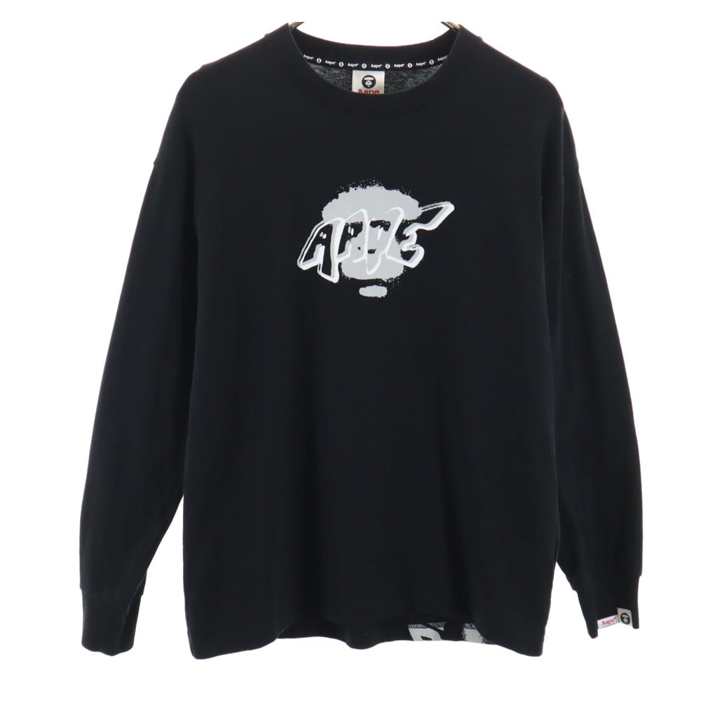 A BATHING APE アベイシングエイプ バックプリント 長袖 Tシャツ S ブラック ロンT