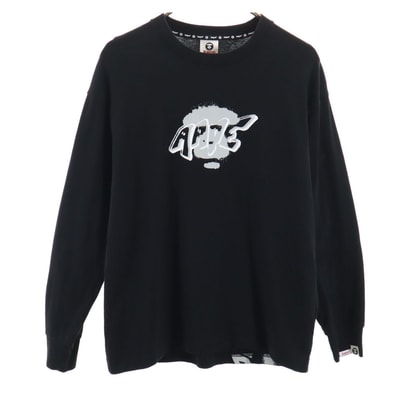 A BATHING APE アベイシングエイプ バックプリント 長袖 Tシャツ S ブラック ロンT