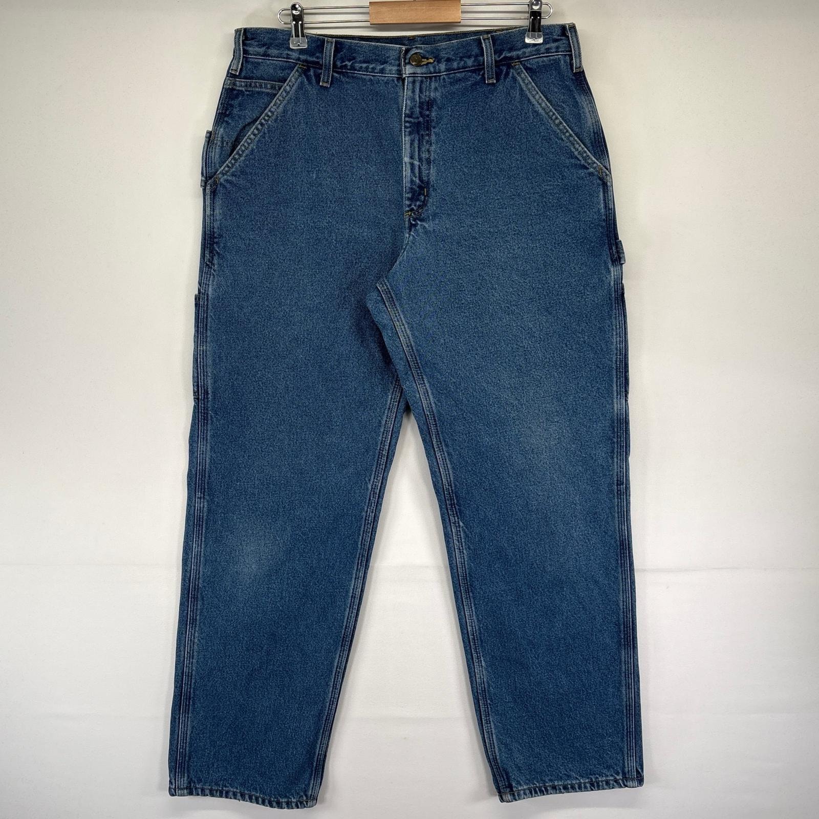 古着 カーハート Carhartt デニム パンツ ペインター ライナー付き スパナポケット ジッパーフライ W36×L32  ブルー系 メンズ
