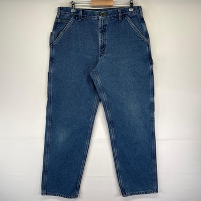 古着 カーハート Carhartt デニム パンツ ペインター ライナー付き スパナポケット ジッパーフライ W36×L32 ブルー系 メンズ
