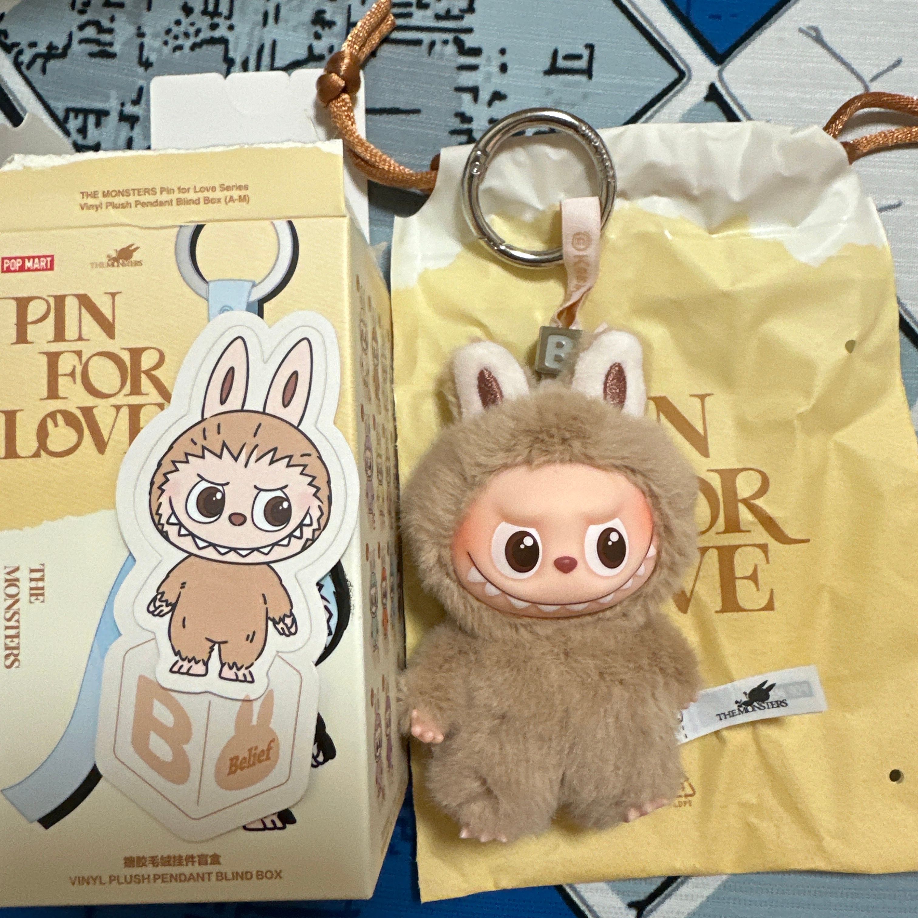 POP MART THE MONSTERS (LABUBU) Pin for Love Series-Vinyl Plush Pendant (A-M) B