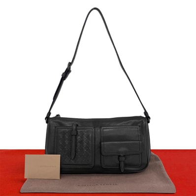 BOTTEGA VENETA ボッテガヴェネタ イントレチャート レザー ショルダーバッグ グレー
38766