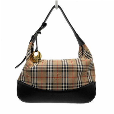 BURBERRY バーバリー ノバチェック ハンドバッグ ワンショルダー キャンバス エナメルレザー ベージュ レディース 【中古】