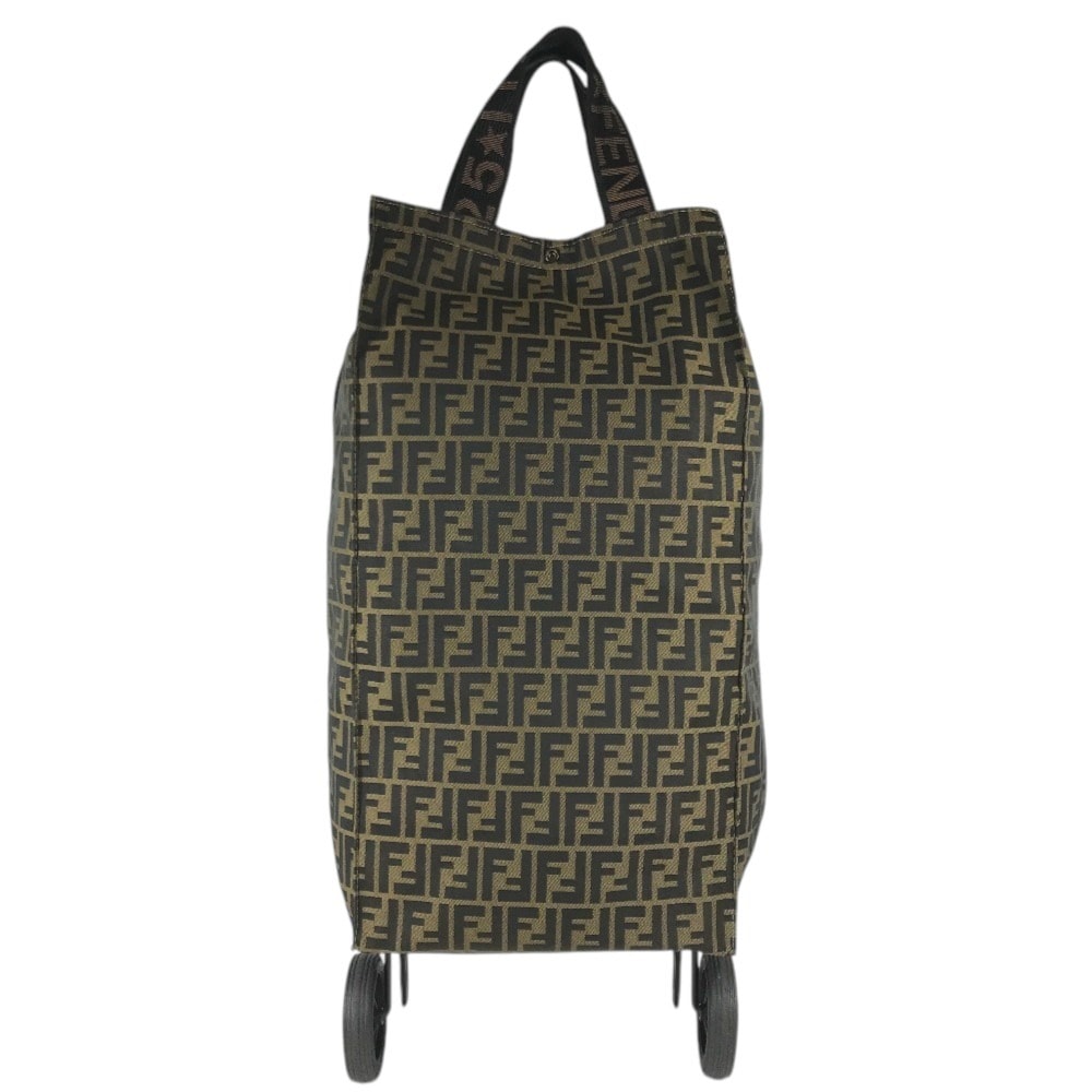 フェンディ FENDI ズッカ ロゴ スーツケース ヴィンテージ トランク カバン 2輪 旅行バッグ キャリーバッグ キャンバス ブラウン
