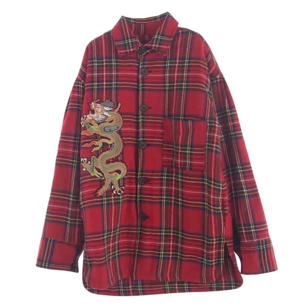 SAPEUR サプール ジャケット 上海ツアー限定 ドラゴン刺繍 内側 キルティング 中綿 チェックシャツ ジャケット