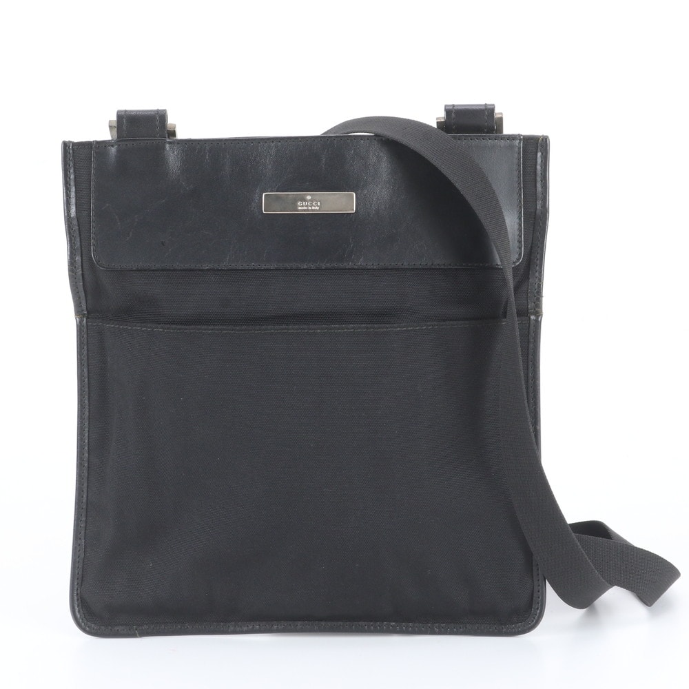 グッチ019 0348 ショルダーバッグ レザー×キャンバス