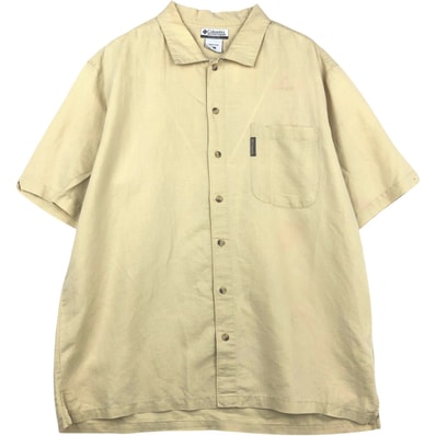 古着 00年代 コロンビア Columbia ワイドカラー 半袖 ラミー×コットンシャツ ボックスシャツ メンズXL相当/eaa641487