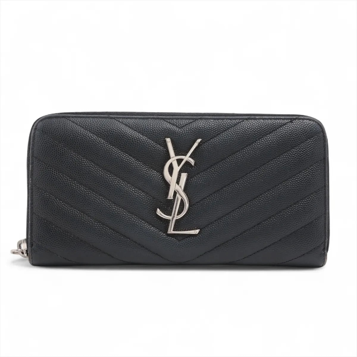 ■美品 サンローラン パリ カサンドラYSL Vステッチ長財布 レザー
