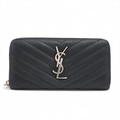 ■美品 サンローラン パリ カサンドラYSL Vステッチ長財布 レザー