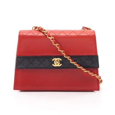 シャネル CHANEL マトラッセ ショルダーバッグ バッグ ラムスキン(羊革) レディース レッド系 / ブラック系 【中古】