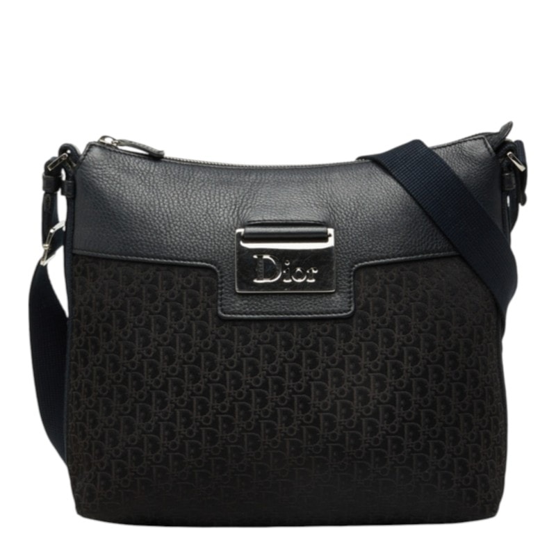 ディオール トロッター ストリート シック 斜め掛け ショルダーバッグ ブラック キャンバス レザー レディース Dior 中古