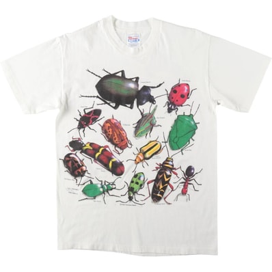 古着 90年代 ヘインズ Hanes BEEFY-T 虫柄 プリントTシャツ メンズM相当 ヴィンテージ/evb035448