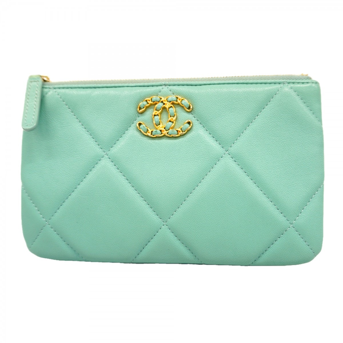 ★最終価格★SALE【6cd5049-k】シャネル 長財布 シャネル19 ラムスキン ブルー ゴールド金具【中古】レディース