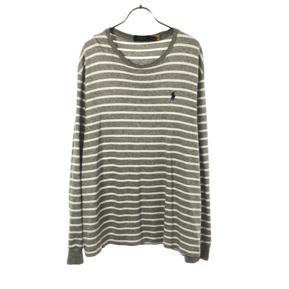 POLO RALPH LAUREN ポロラルフローレン ボーダー 長袖 Tシャツ XL グレー×ホワイト ロンT