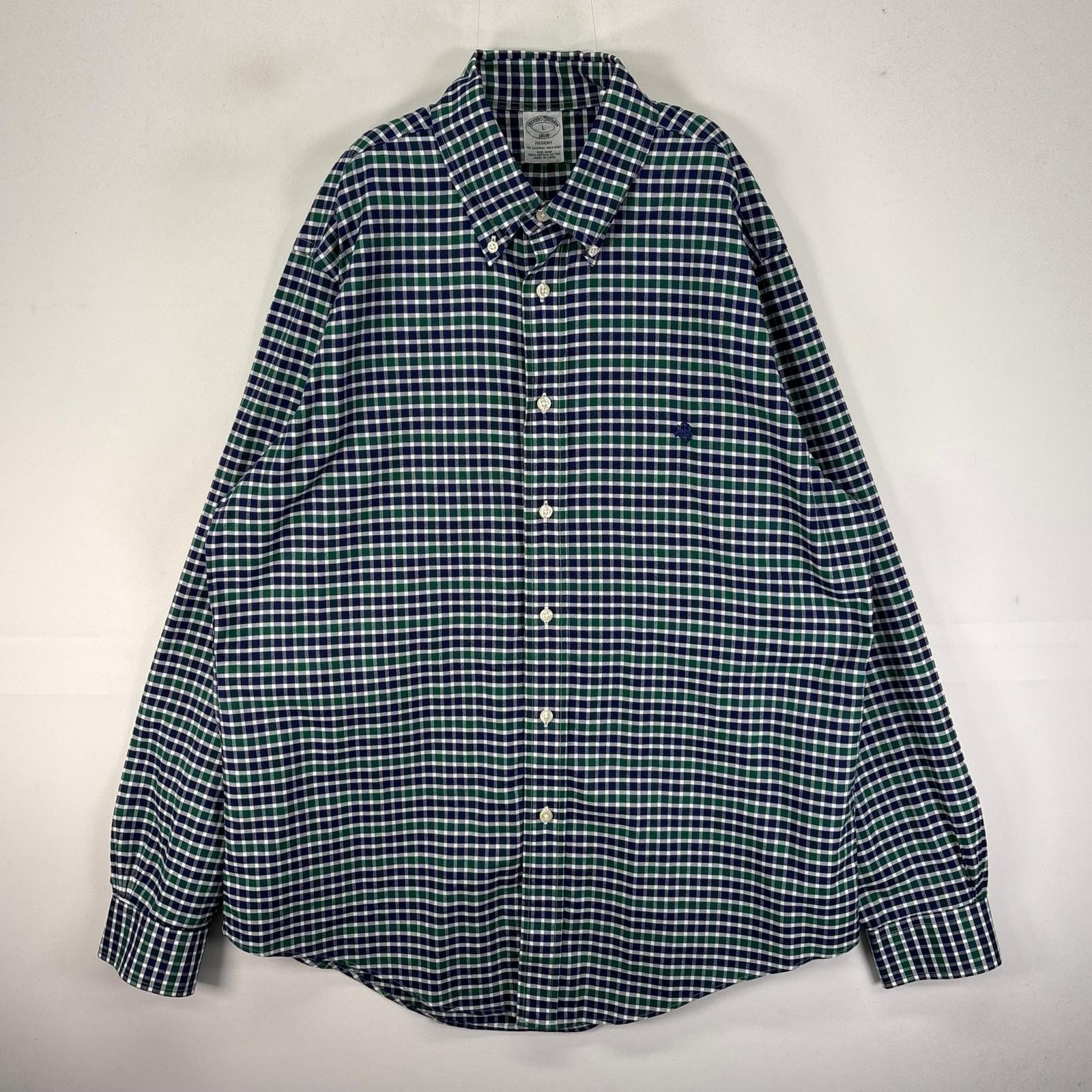 古着 ブルックスブラザーズ Brooks Brothers 長袖シャツ ワンポイント L  ネイビー系 チェック メンズ