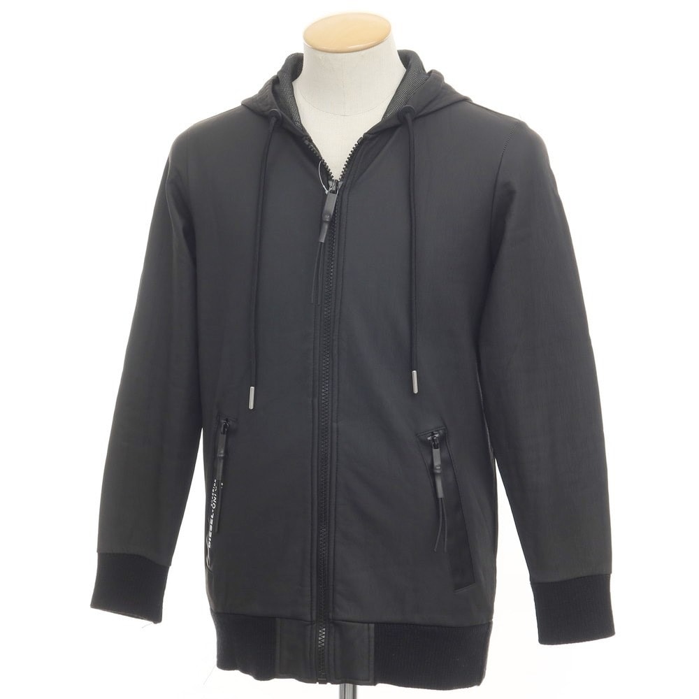 【中古】ディーゼル DIESEL ポリウレタン コーティング パーカー ブラック【サイズXS】【メンズ】