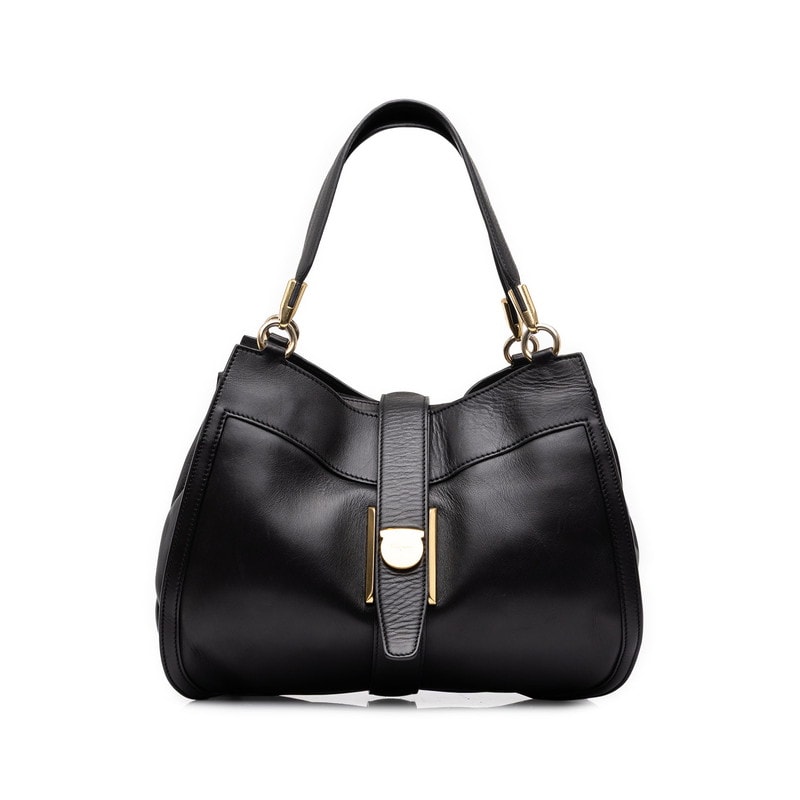 サルヴァトーレフェラガモ トートバッグ ショルダーバッグ EE-21 E746 ブラック レザー レディース Salvatore Ferragamo 中古