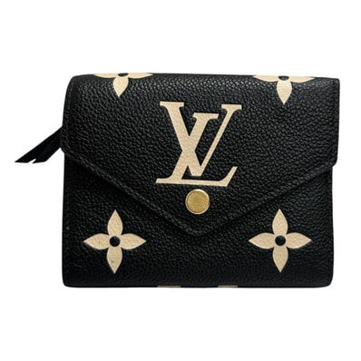 美品 LOUIS VUITTON ルイヴィトン アンプラント ポルトフォイユ ヴィクトリーヌ ブラック ベージュ ゴールド金具 レザー 三つ折り財布 S1-00120 【中古】