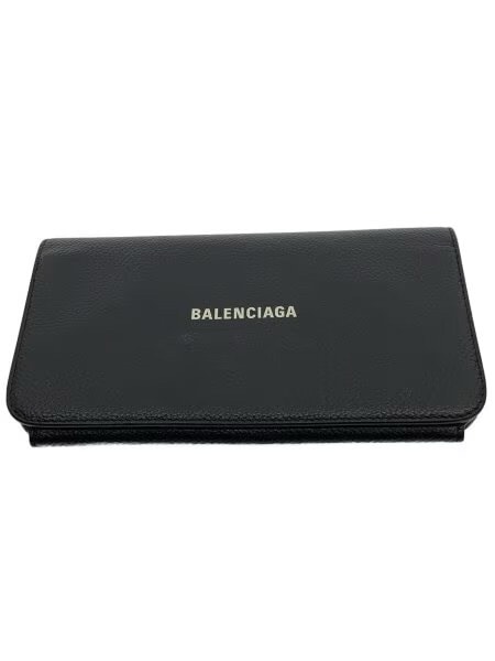 BALENCIAGA Cash Thin Money Wallet Grained Calfskin "Black/White"