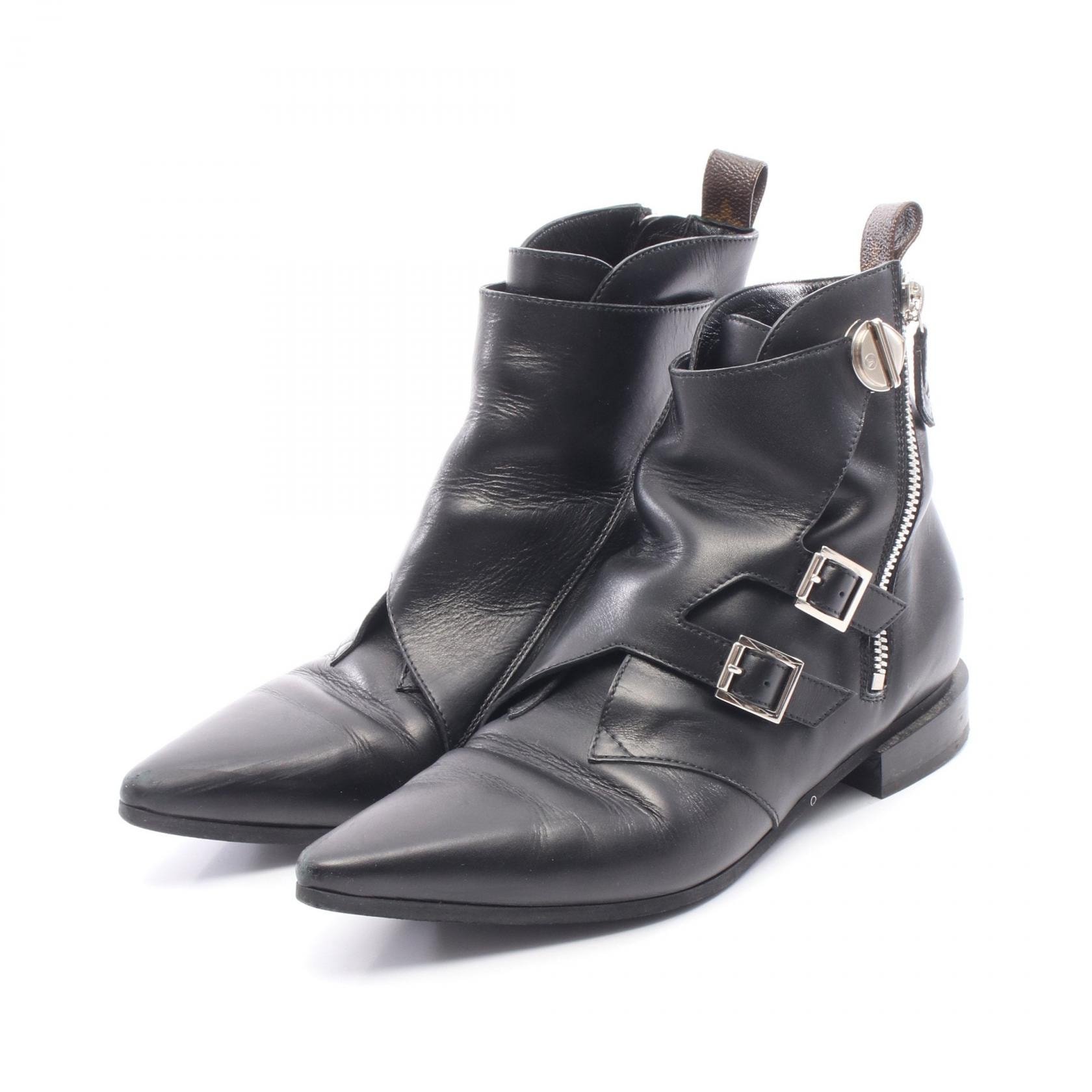 ルイ・ヴィトン LOUIS VUITTON ジャンブルライン ブーツ 靴 レザー PVCコーティングキャンバス レディース ブラック系 / ブラウン系 【中古】