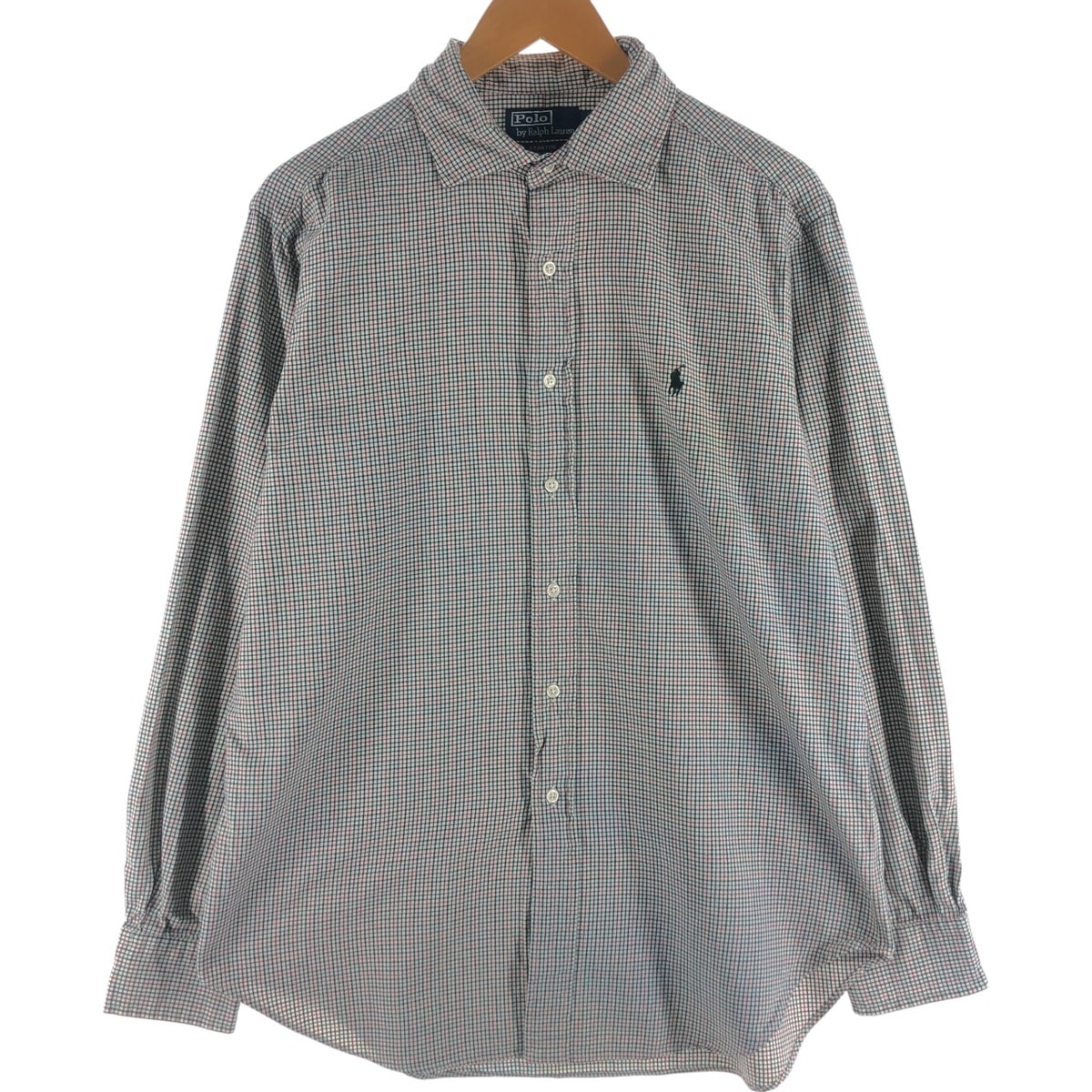 古着 ラルフローレン Ralph Lauren POLO by Ralph Lauren STATON CLASSIC FIT ワイドカラー 長袖 コットンチェックシャツ メンズL相当/eaa539285