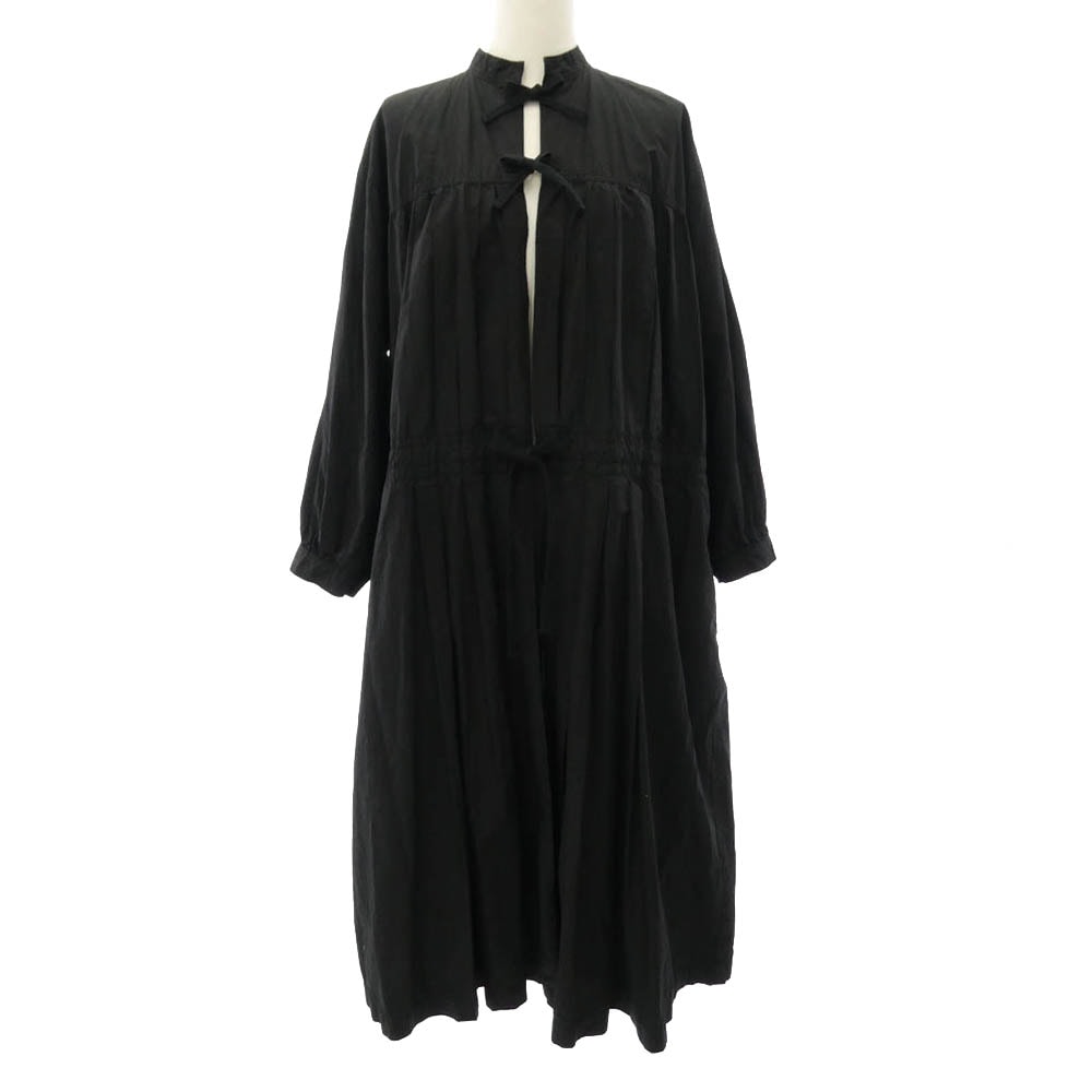 tricot COMME des GARCONS トリココムデギャルソン ワンピース 19ss TC-C003 ポケット ストライプ プリーツ マキシ ロング ワンピース ブラック系 M【中古】