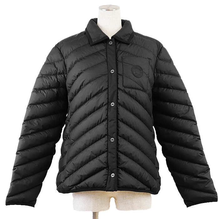 【美品】 エルメス 2023AW シャツ セリエワッペン&ボタン ヘリンボーンキルティング ダウンジャケット レディース ブラック 44 HERMES