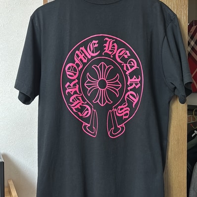 Chrome Hearts Pink Logo Horseshoe S/S Pocket Tee "Black"