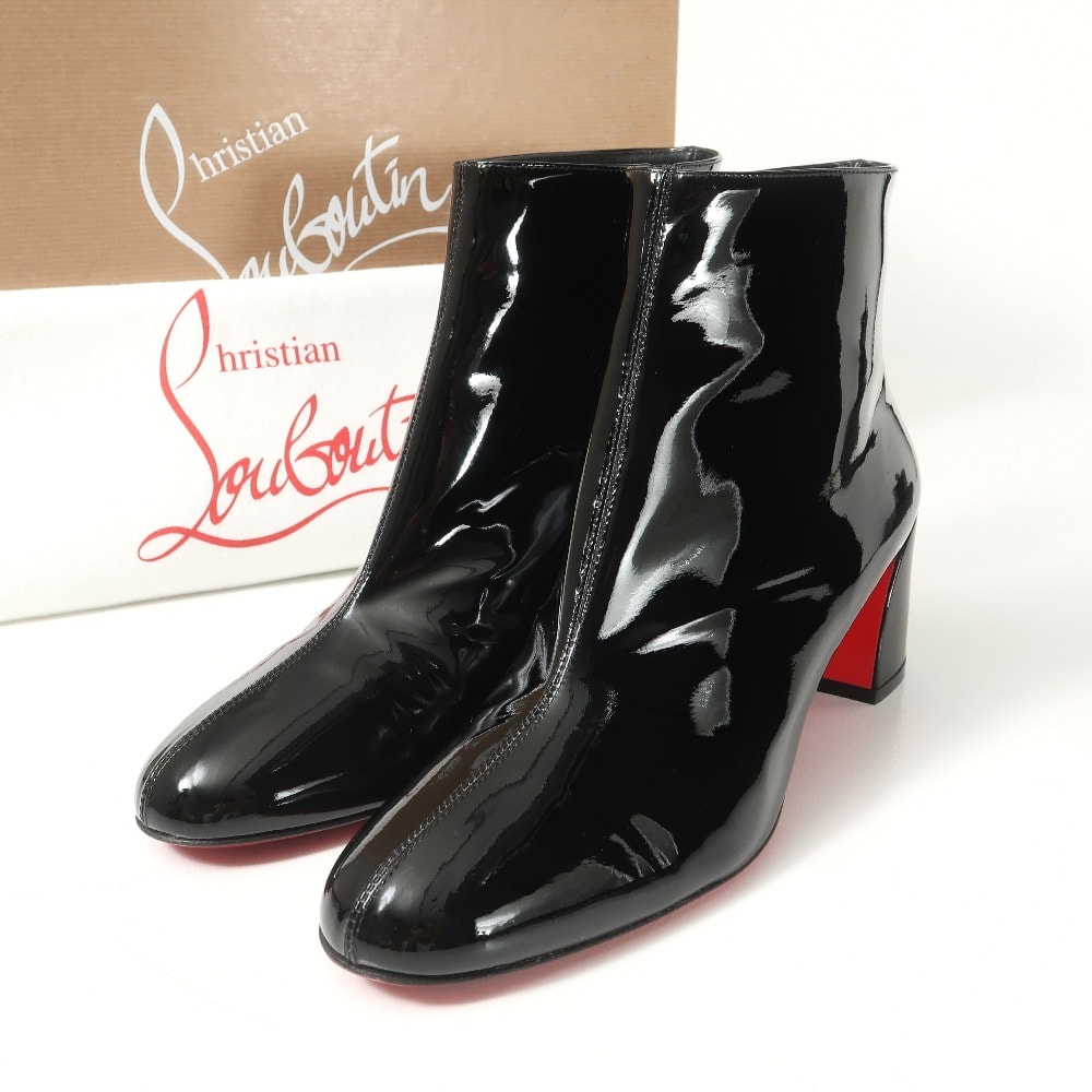 クリスチャンルブタンチェーンレザーブーツ クリスチャンルブタンチェーンレザーブーツ バックル＆レースアップ