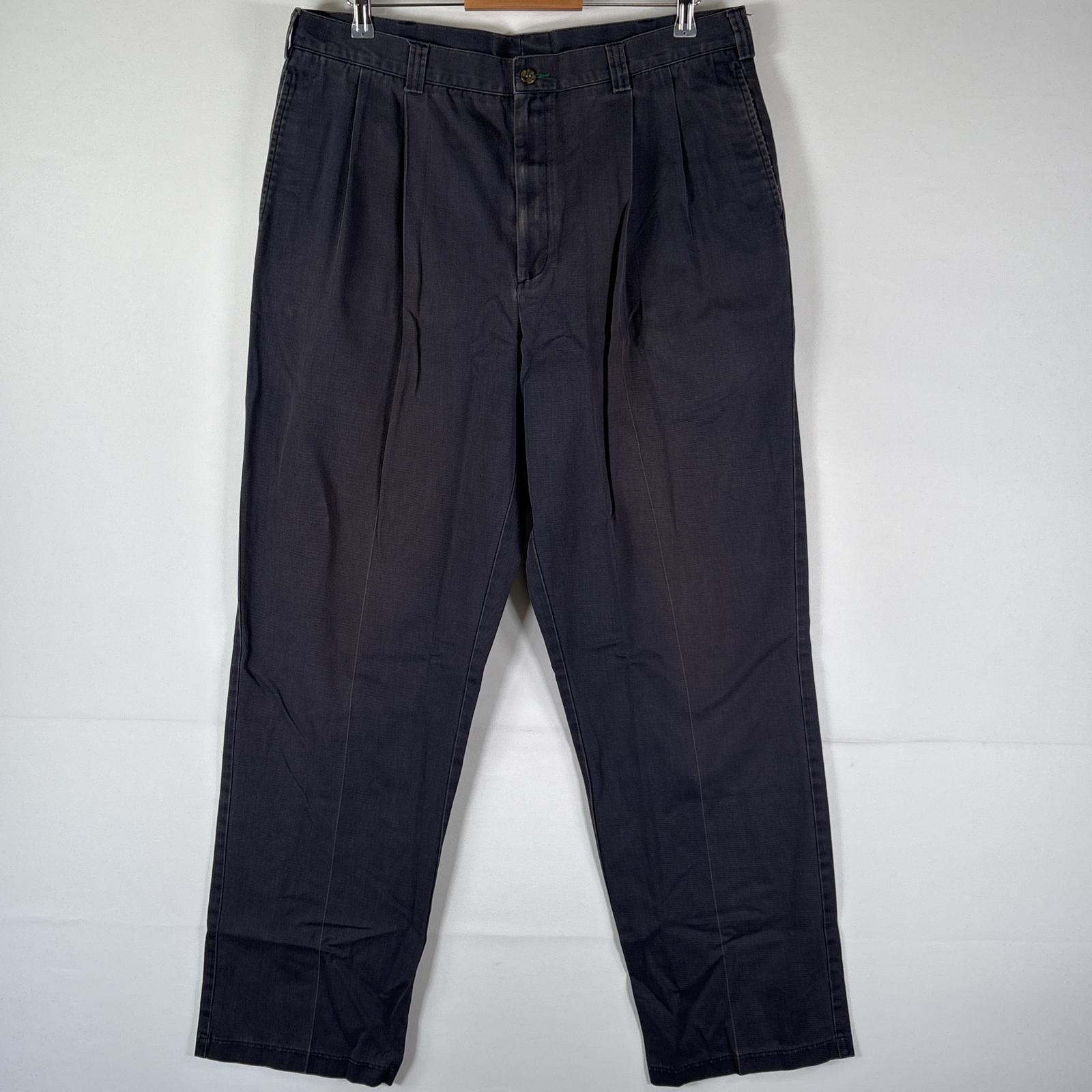 古着 トミーヒルフィガー TOMMY HILFIGER チノパンツ 長ズボン ボトムス ワンポイントロゴ刺繍 大きいサイズ w38 L34  ネイビー系 メンズ