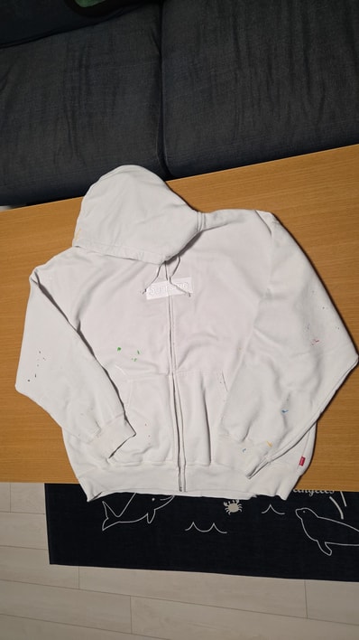 Supreme x MM6 Maison Margiela Box Logo Zip Up Hooded Sweatshirt "White"