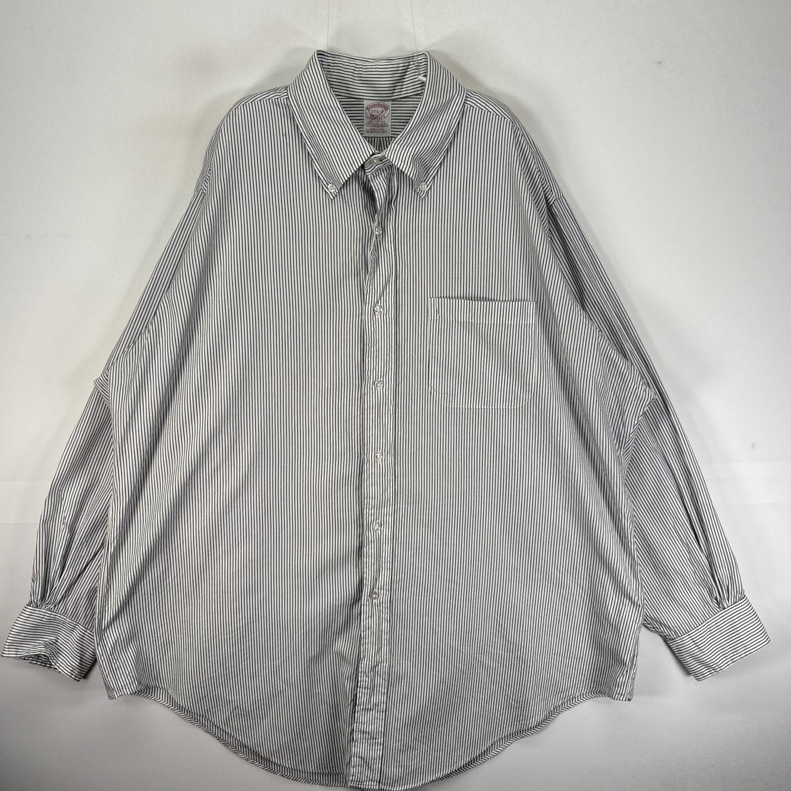古着 ブルックスブラザーズ Brooks Brothers USA製 長袖シャツ ボタンダウン Makers XL  ブラック系 ストライプ メンズ