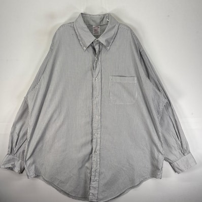 古着 ブルックスブラザーズ Brooks Brothers USA製 長袖シャツ ボタンダウン Makers XL ブラック系 ストライプ メンズ