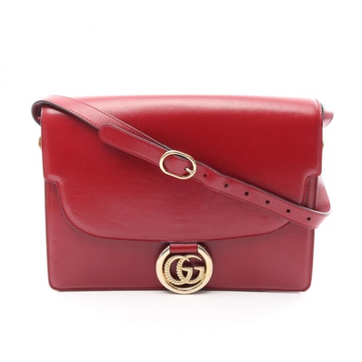 グッチ GUCCI ダブルG ショルダーバッグ バッグ レザー レディース レッド系 596478 【中古】