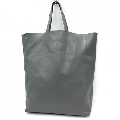 CELINE(セリーヌ)ホリゾンタルカバ トートバッグ レザー グレー レディース 大容量 肩掛け ポーチ付き 【中古】