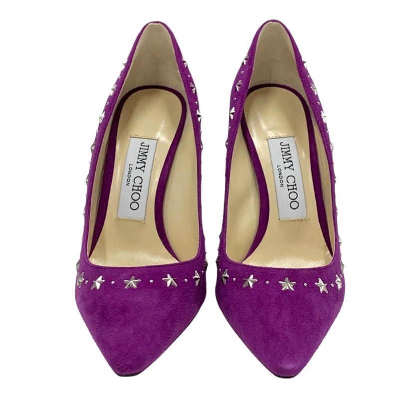 ジミーチュウ JIMMY CHOO ROMY 100 パンプス 靴 シューズ スエード パープル シルバー スター スタッズ