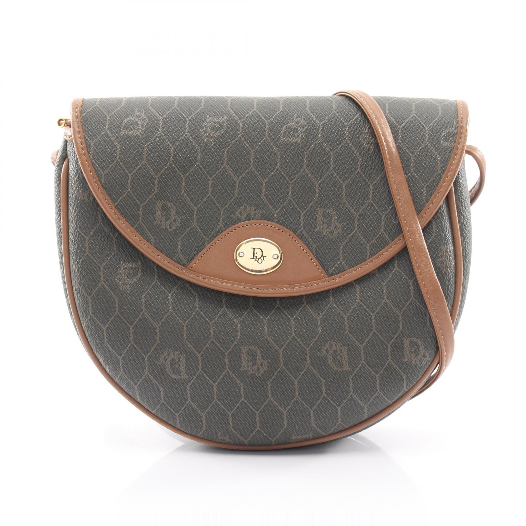ディオール Dior ハニカム ショルダーバッグ バッグ PVCコーティングキャンバス レザー レディース カーキ系 / ブラウン系 【中古】