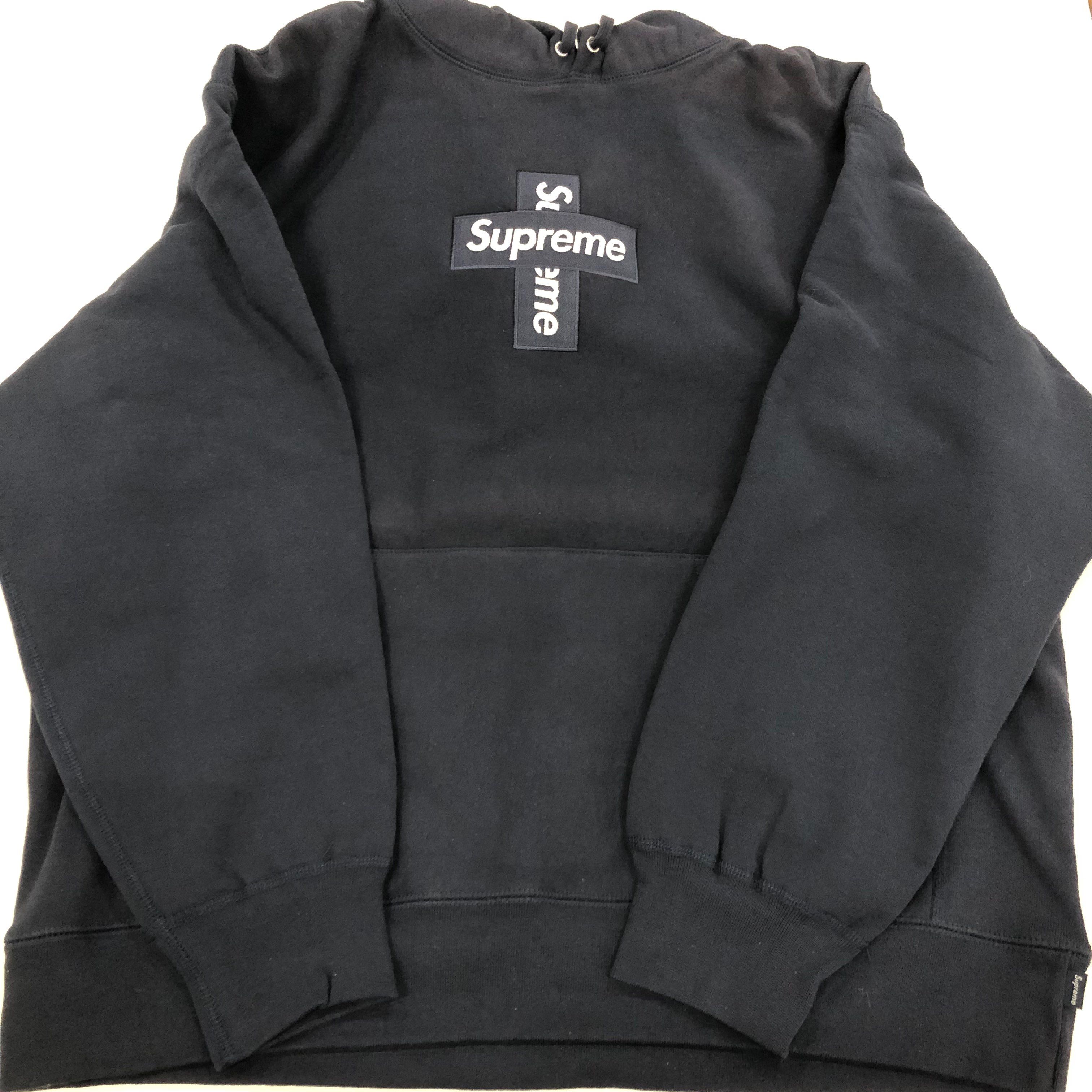 Supreme Cross Box Logo Hooded Sweatshirt "Navy"