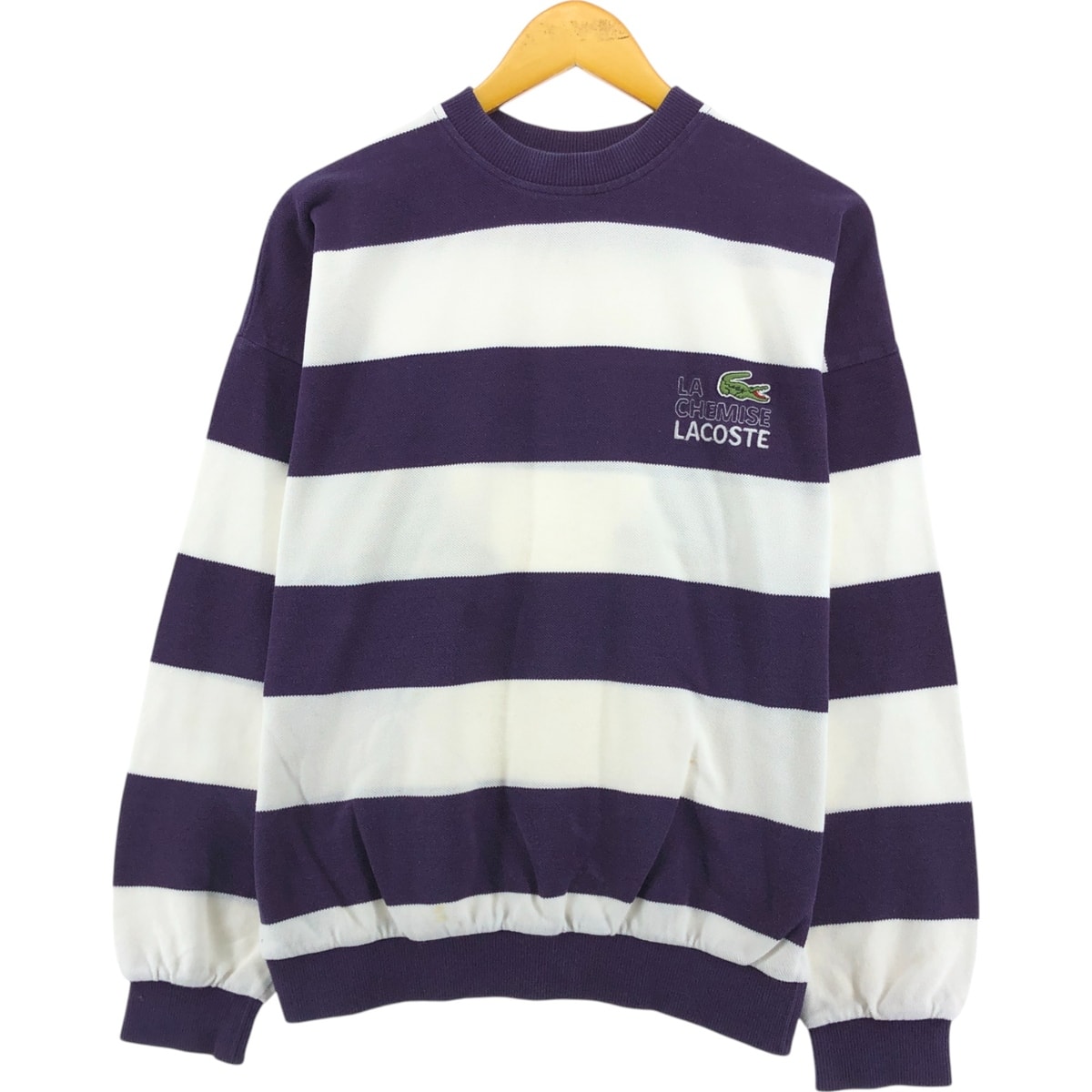 古着 80年代 ラコステ LACOSTE CHEMISE フレンチラコステ ボーダー柄 ロゴスウェットシャツ トレーナー フランス製 3 メンズL相当 ヴィンテージ/eaa522976