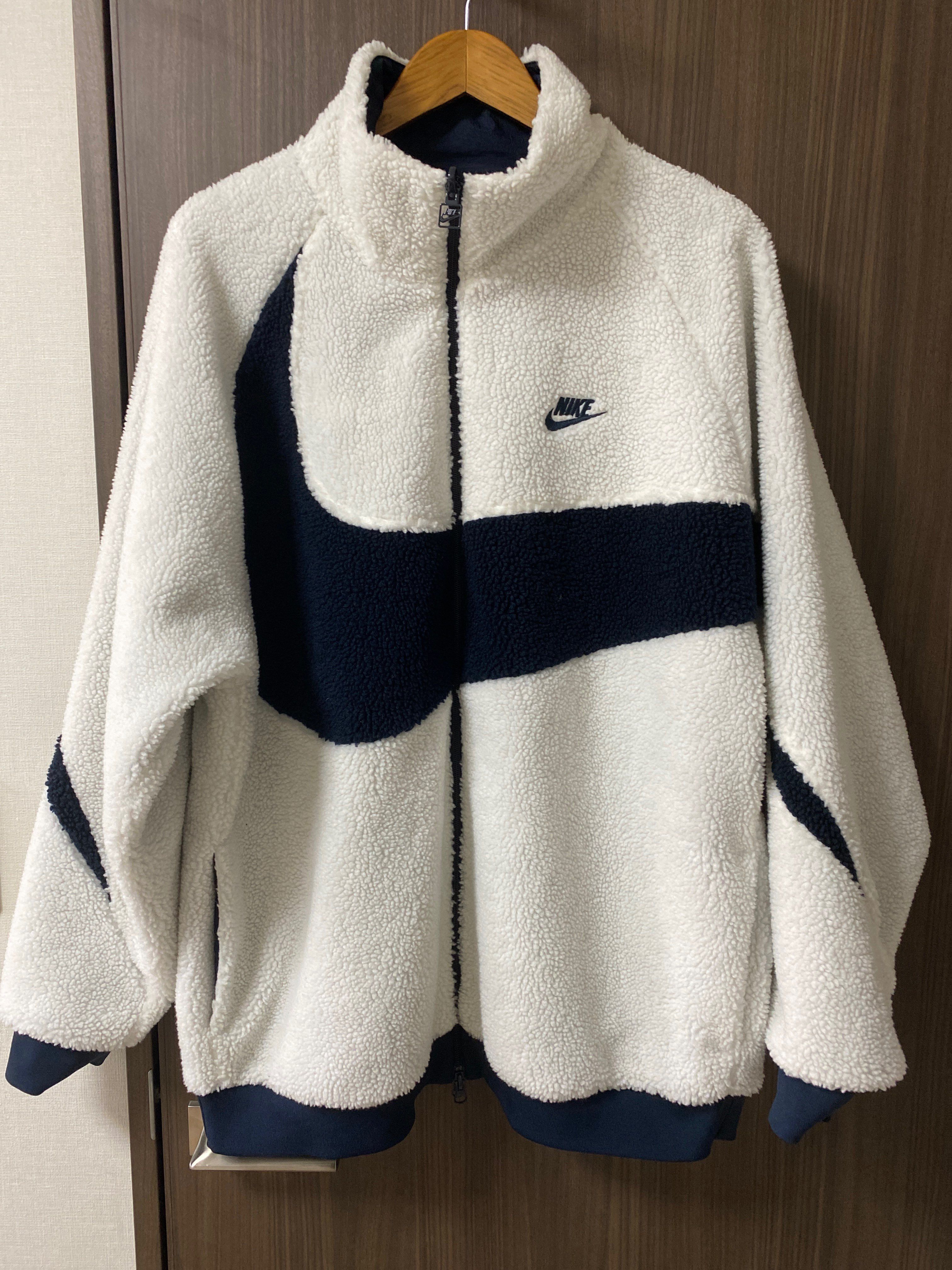 Nike Big Swoosh Reversible Boa Jacket "Sail/Dark Obsidian"