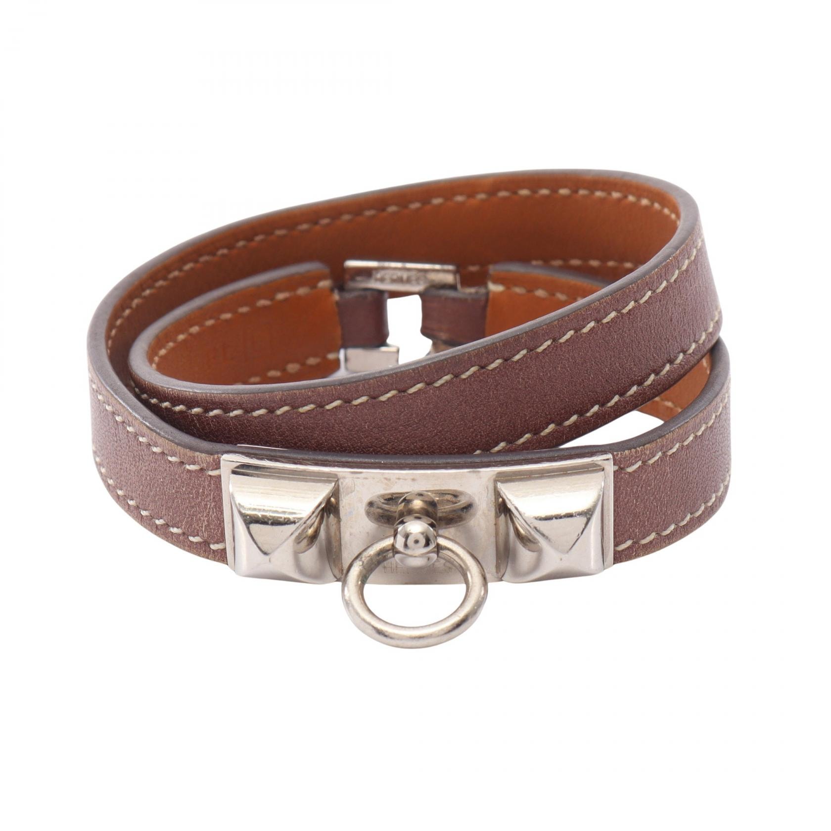エルメス HERMES リヴァル ドゥブルトゥール ブレスレット アクセサリー レザー □L刻印(2008年製造) レディース ブラウン系 【中古】