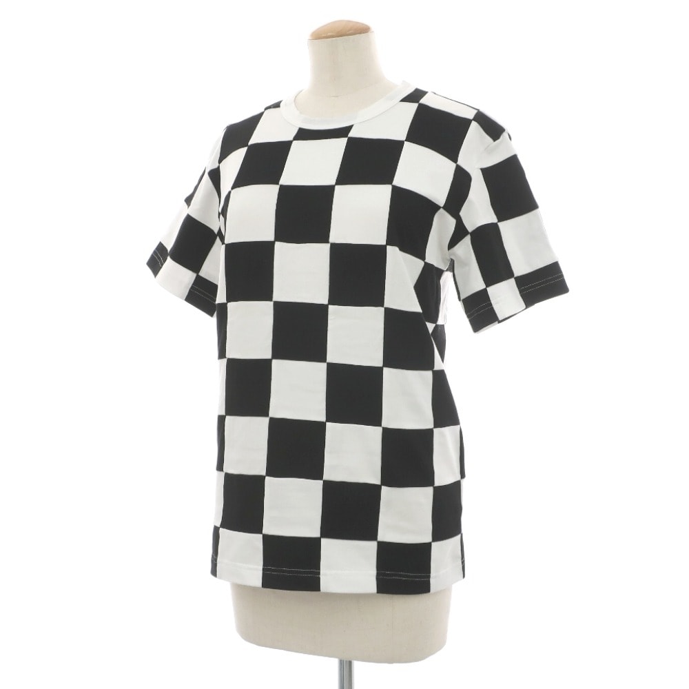 【中古】コムデギャルソン コムデギャルソン COMME des GARCONS COMME des GARCONS 2025年春夏 パッチワーク ブロックチェック クルーネック 半袖Tシャツ ホワイトxブラック【サイズS】【レディース】