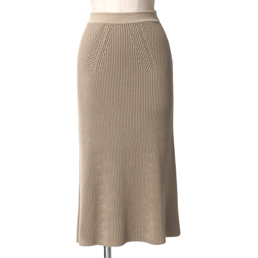 ■美品■HERMES エルメス ロングスカート サイズ34 リブニット フレア タイト ミモレスカート ブランド古着【中古】20251127/RA6733