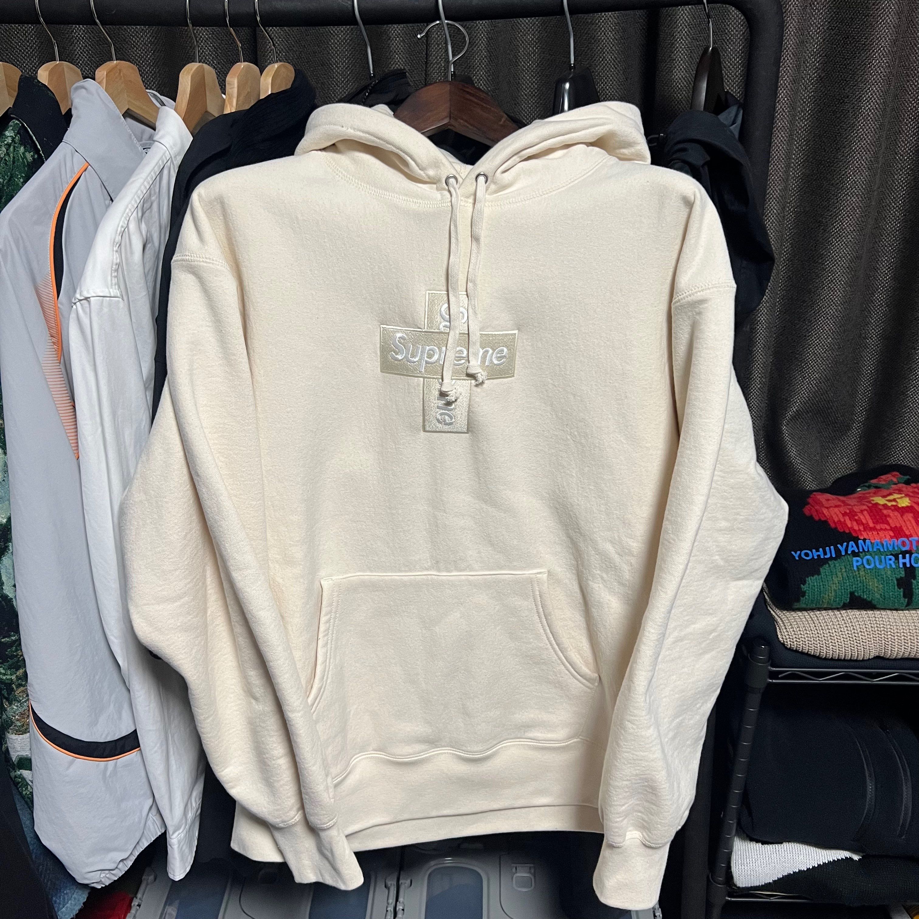 Supreme Cross Box Logo Hooded Sweatshirt "Natural"