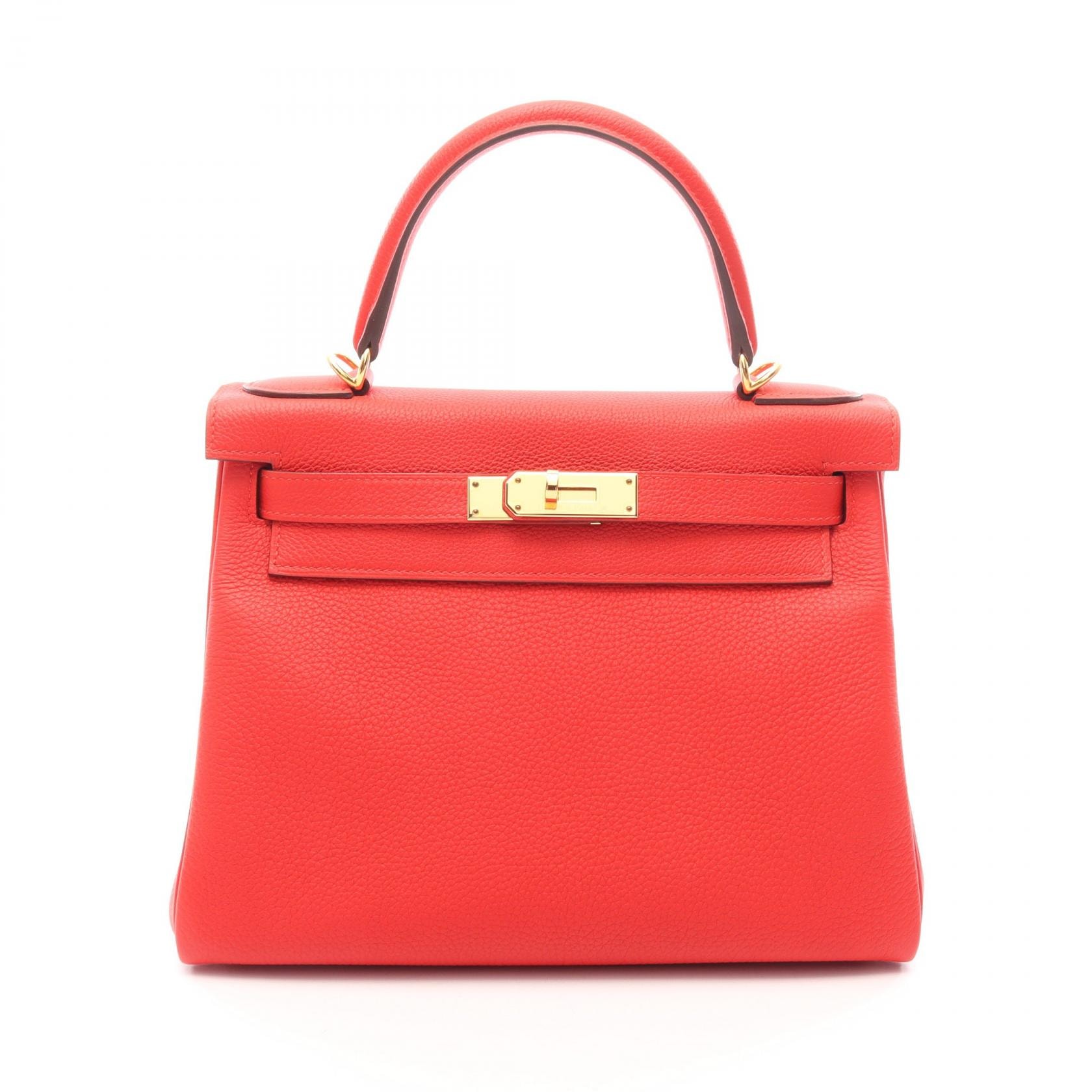 エルメス HERMES ケリー28 内縫い 2WAY ハンドバッグ バッグ レザー トゴ トゴ ルージュクー D刻印(2019年製造) レディース レッド系 【中古】