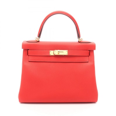 エルメス HERMES ケリー28 内縫い 2WAY ハンドバッグ バッグ レザー トゴ トゴ ルージュクー D刻印(2019年製造) レディース レッド系 【中古】