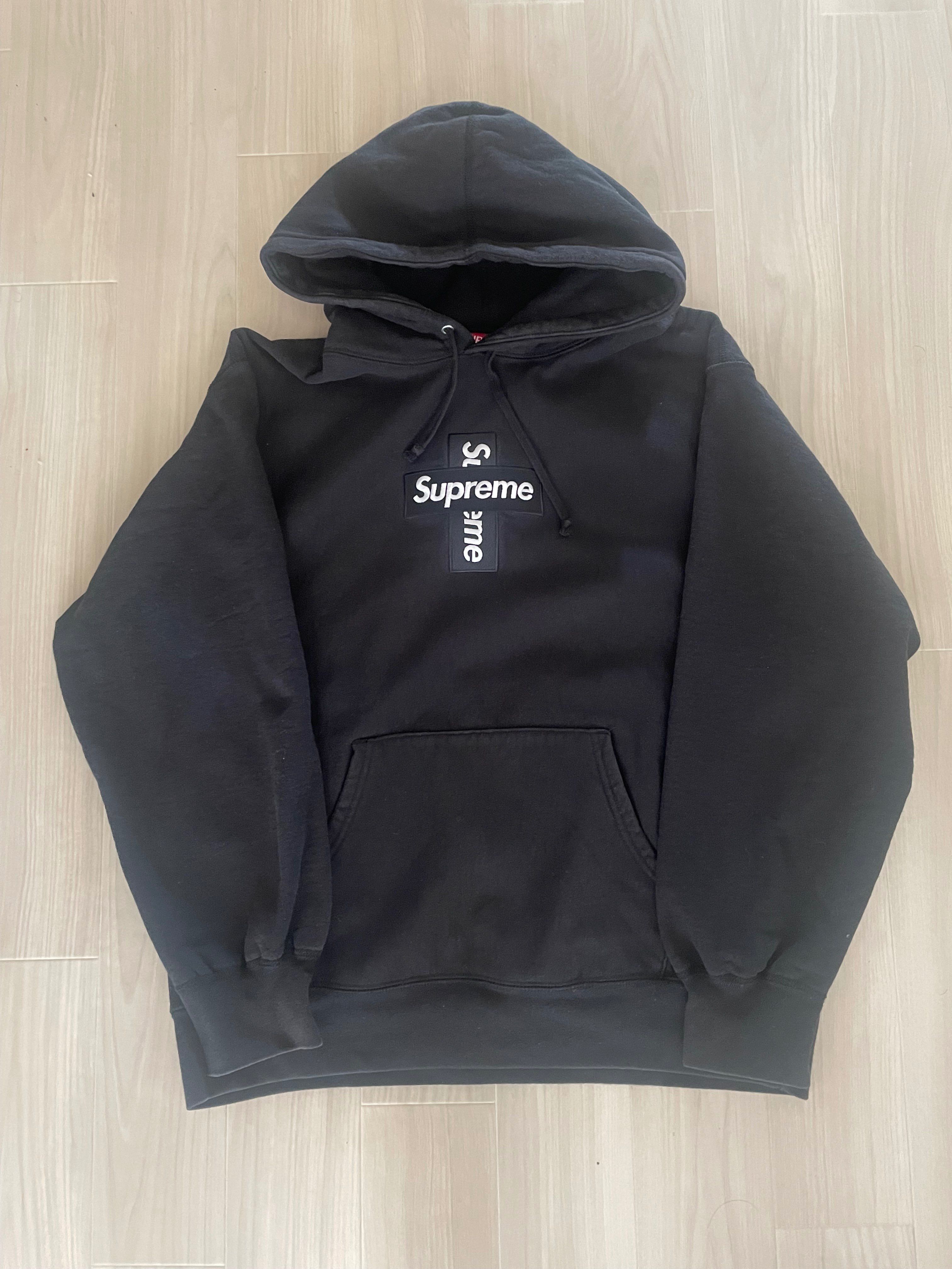 Supreme Cross Box Logo Hooded Sweatshirt "Black"