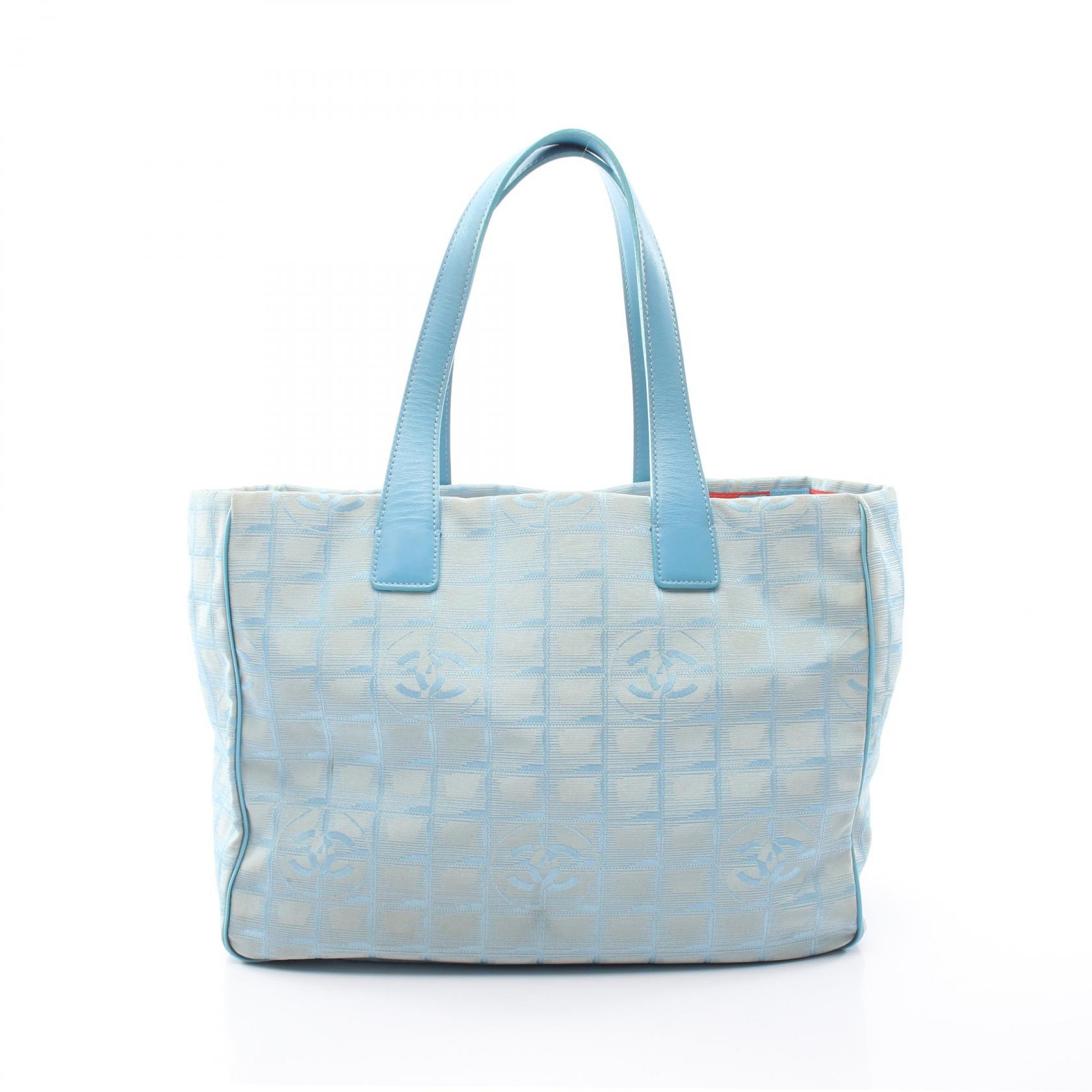 샤넬 CHANEL 뉴 트래블 라인 MM 토트 백 가죽 나일론 캔버스 여성 블루 A15991 [중고]