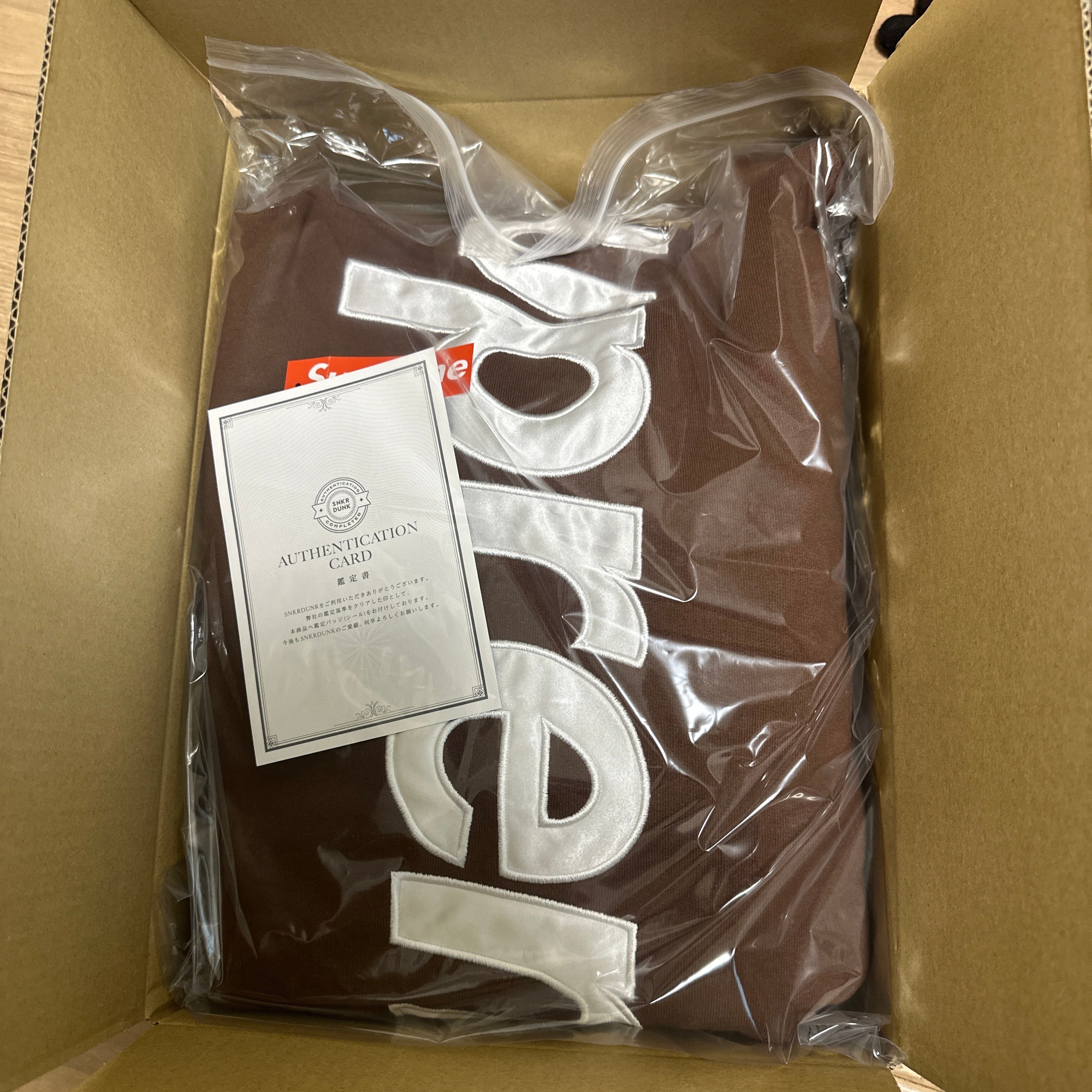 Supreme Satin Applique Hooded Sweatshirt "Brown" (24FW)