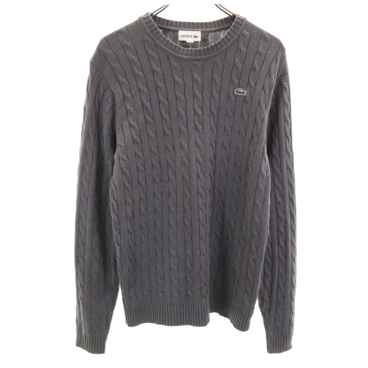 LACOSTE ラコステ 長袖 ケーブル セーター S グレー ニット